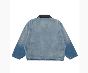 High Quality Custom Logo Denim <b>Work</b> <b>Jacket</b> <b>Canvas</b> Cotton Lining Custom Zip Plus Size Men's Vintage Winter Breathable Windproof - Product Image 2
