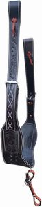 Cinch de silla de montar de cuero repujado estilo Western para flanco trasero con billetes, en marrón y negro, y parte trasera Roper en cuero bronceado aceitado - Product Image 2
