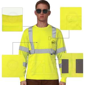 Sweat à capuche thermique en polaire réfléchissant haute visibilité ANSI Classe 1 FR, capuche amovible, LED clignotante, imperméable, logo personnalisé - Product Image 2