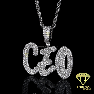 Collier pendentif personnalisé élégant avec nom, en or, diamant de laboratoire, bijoux personnalisés avec initiales, chaîne de mode hip-hop pour hommes - Product Image 3
