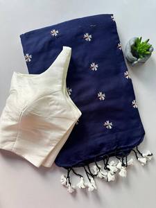 Sari de Algodón Khadi Inspirado en Celebridades, Venta Online 2026, Liso y para Uso Diario, Ideal para Fiestas, Colores Magníficos, Trabajo Elaborado para el Verano - Product Image 2