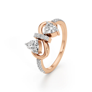 Anillo de Diamantes de Tres Piedras en Oro Rosa con Anillo de Compromiso Clásico para Mujer - Product Image 1