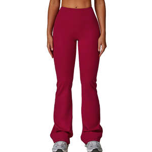 Pantalon de yoga évasé taille haute nude pour femme, avec logo personnalisé, effet liftant, coupe bootcut, décontracté, jambe large - Product Image 3