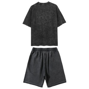 High Quality <b>Men's</b> Acid Wash T <b>Shirts</b> and Shorts <b>Summer</b> Set Street Wear Fashionable <b>Men</b> cottonBreathable - Product Image 4