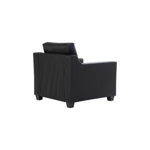 Sleek Modern 1-Seater <b>Sofa</b> Compact Black PU Leather Upholstered Accent Chair High-Density Foam Cushion for <b>Small</b> Apartment - Product Image 2