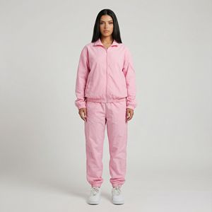Custom Women <b>Pink</b> Zip Up Hoodie Jogger <b>Tracksuit</b> Cotton Fleece Two Piece Casual Streetwear Sportswear Apparel OEM <b>Set</b> - Product Image 6