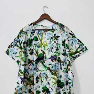 New Vintage Ladies Elegant Cotton Printed Short <b>Kaftan</b> Dress Women’s Cotton <b>Kaftan</b> <b>Maxi</b> Sundress Loose Dress Hippie Boho <b>Kaftan</b> - Product Image 3