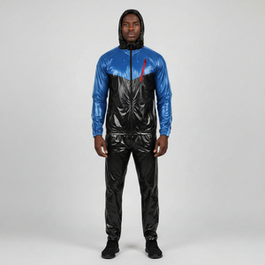 Ensemble de survêtement OEM personnalisé noir et bleu de haute qualité pour la gym et la sauna, amincissant et favorisant la perte de poids, pour usage domestique - Product Image 2