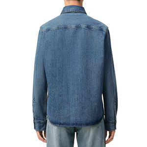 Chemise en jean bleu boutonnée pour homme, broderie personnalisée, style Oxford décontracté, streetwear de luxe, en coton, qualité supérieure, OEM - Product Image 2