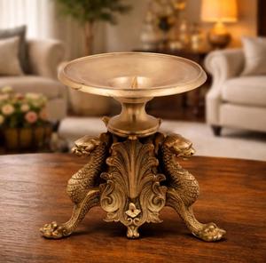 Candelabro de Dragón de Metal Dorado, Forma Redonda, Resistente al Calor, Decoración para el Hogar - Product Image 1