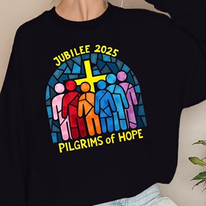 Sweat-shirts décontractés imprimés pour femmes JUBILEE 2025 PILGRIMS of HOPE, en tricot 100% polyester, col rond - Product Image 4