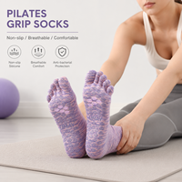 Chaussettes de Pilates personnalisées à bout ouvert, antidérapantes pour le yoga, avec revers élastique et tissu doux pour femmes, idéales pour le yoga, le Pilates, l'entraînement et le fitness (ODM)
