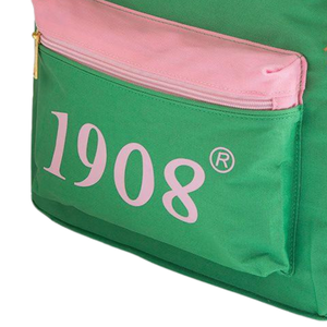 AKA USB Port Backpack Green Pink Travel School Laptop Backpack Embroidered Crest Large Capacity Casual Daypack Book Bag - Product Image 2