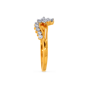 Anillo Cruzado Floral Delicado con Circonita Cúbica, Anillo de Compromiso con Racimo de Flores Chapado en Oro Amarillo para Mujer - Product Image 4
