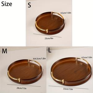 Ensemble de plateaux de rangement et de service en bois de luxe avec poignées dorées, design empilable, idéal pour les collations, les fruits, les noix et une maison élégante - Product Image 5