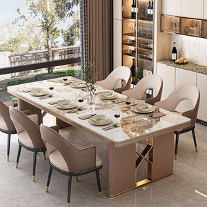 Ensemble <span class=keywords><strong>de</strong></span> table à <span class=keywords><strong>manger</strong></span> rectangulaire moderne <span class=keywords><strong>de</strong></span> luxe avec structure en métal et plateau en marbre, confortable pour 8 à 10 personnes, <span class=keywords><strong>meubles</strong></span> <span class=keywords><strong>de</strong></span> <span class=keywords><strong>salle</strong></span> à <span class=keywords><strong>manger</strong></span> pour la maison - Product Image 1
