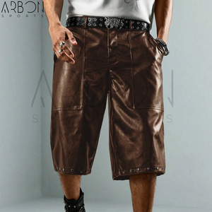 Pantalones Cortos de Cuero Marrón para Hombre, Ajuste Holgado, Cómodos, Nueva Llegada, Última Tendencia, Servicio OEM ODM, Mejor Proveedor, Precio al por Mayor - Product Image 6