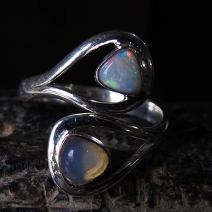 Australian Opal <b>Ring</b> Multi Fire Stone 925 Sterling Silver Jewelry <b>Adjustable</b> Size Gift For Her Handmade Jewelry One Of A Kind MS - Product Image 1