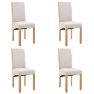 Juego de 4 Sillas de Comedor de Tela Crema, Diseño Ergonómico Estándar de Madera con Características de Confort - Product Image 2