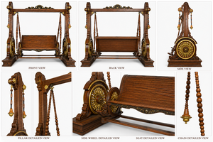Best Quality Carved Wooden <b>Swings</b>/ Jhoola Premium Solid Teak Wood Maharaja Carved Wooden <b>Swing</b> <b>for</b> Living Room Manufacturer USA - Product Image 6