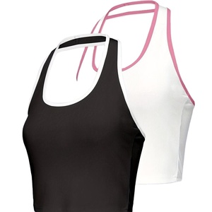 Paquete de 2 camisetas sin mangas con ribete en contraste, camiseta informal sin mangas con cuello Halter para verano y primavera, ropa de mujer - Product Image 1