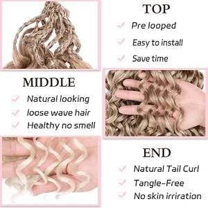 8 Paquetes de Cabello Sintético <span class=keywords><strong>Gogo</strong></span> Curl para Crochet, 10 Pulgadas, Doble Trama a Máquina, Pre-enlazado, Rizado, Ondas de Agua, Ondas Oceánicas, Rubio, Trenzas Profundas - Product Image 4