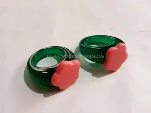 Trending Design Women's Green Resin Finger Ring Unique Style Best Price Fashion Jewelry for Party Wear and <b>Engagement</b> - Product Image 5