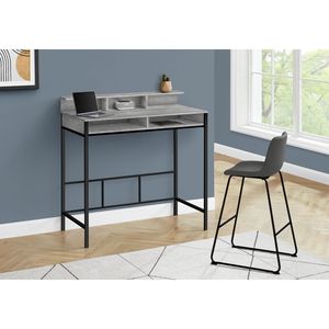 Modern 48\"L Contemporary <b>Computer</b> <b>Desk</b> for Home Office Grey Laminate with <b>Black</b> Metal & Storage Shelves Work Laptop - Product Image 1