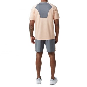 Conjunto de pantalones cortos de verano de dos piezas en color melocotón y gris para hombre, ropa deportiva, camiseta de manga corta y pantalones cortos para uso diario, de alta calidad - Product Image 6