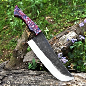 Couteau de chef artisanal forgé à la main, lame en acier inoxydable, manche en bois, étui en cuir, finition mate, ambidextre, 6-7,9 pouces, métal - Product Image 5