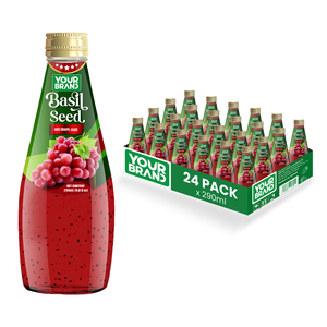 Jus de raisin rouge 290 ml avec graines de basilic, marque OEM et sous marque privée, échantillon gratuit, prix de gros disponible, HALAL, ISO, faible MOQ - Product Image 1
