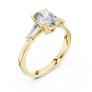 แหวนเพชรทรงรีเพาะเลี้ยงในห้องปฏิบัติการ ทองคำแท้ 14K 18K ประดับเพชรทรงบาแก็ตต์ด้านข้าง รับรองโดย IGI สี DEF ความสะอาด VVS แหวนหมั้นคลาสสิก ODM - Product Image 3