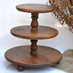 Wooden Cake Stand For <b>Kitchen</b> Decoration Dessert Display With Strong Base And Elegant Natural Design - Product Image 1