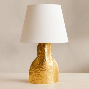 Orbit Halo Metal Table Lamp with Oval Frame Linen <b>Drum</b> <b>Shade</b> Gold Finish Acrylic Base Elegant Ambient <b>Lighting</b> - Product Image 5