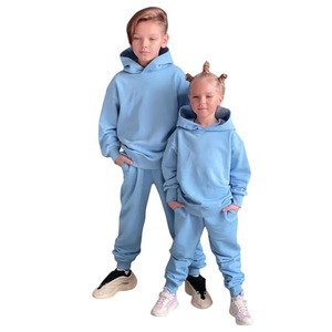 Ensemble de survêtement à capuche bleu clair pour bébés garçons, tenue décontractée à manches longues de couleur unie avec pantalon à cordon de serrage - Product Image 6