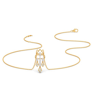 Collier architectural à triple pendentif diamant avec cadre géométrique ouvert et design de diamants superposés - Product Image 2