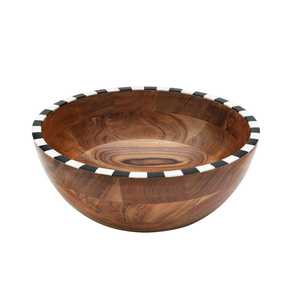 Elegant Wooden Serving Bowl Contemporary Round Dish for Salad <b>Pasta</b> Snacks & Decorative Table Presentation - Product Image 1