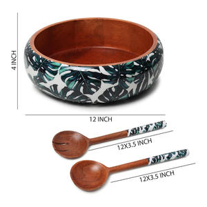 ชุดชามไม้ทำมือลายใบไม้เขตร้อนสำหรับงานเลี้ยง โดย AALIYAN IMPEX - Product Image 3