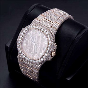 Reloj de Lujo con Caja Cuadrada, Correa de Acero Inoxidable, Moissanita, Esfera Analógica-Digital de Cuarzo, Cristal de Zafiro, 41 mm, Unisex - Product Image 6