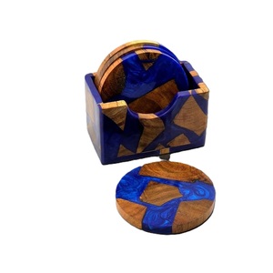 Ensemble de dessous-de-verre en résine traditionnelle de qualité supérieure, faits à la main, écologiques, antidérapants, diamètre 4 pouces, pour mariage et repas, vente en gros d'usine - Product Image 1