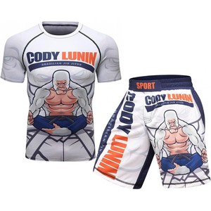 Lion Print Rash Guard Set Short Sleeve Quick Dry Men's <b>Athletic</b> Training Kit Sublimation Printed Sport Wear - Product Image 6