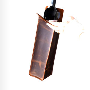 Porte-bouteille de vin en cuir gaufré Salva, porte-bouteille unique avec poignée, étui de voyage portable - Product Image 2