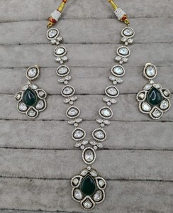 Juego de Joyería Nupcial de Lujo con Diamantes Americanos, Collar Largo con Colgante de Piedra Verde Mar y Pendientes a Juego, Joyería de Boda con Circonitas al por Mayor - Product Image 2