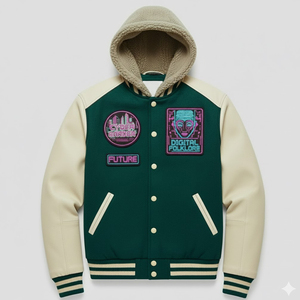 Wholesale Price Men Hooded Varsity Jacket Premium Quality Letterman Baseball Hooded Varsity Jacket For Men's - Product Image 1