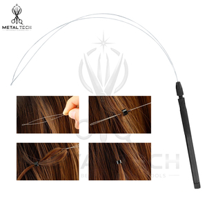 Multi Color Hair Extension Loop <b>Needle</b> Wire <b>Threader</b> Pulling Hook Set for Micro Link Silicone Beads Hair Extensions - Product Image 5