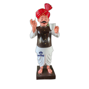 Statue de guerrier FRP 2026 avec épée et lance, costume orange, décoration extérieure - Product Image 2