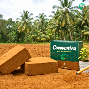 Bloc de coco peat lavé de 5 kg, brique de fibres de coco pour support de culture et conditionneur de sol, bloc compressé à haute rétention d'eau et faible conductivité électrique - Product Image 1