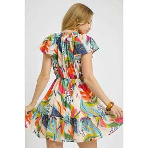 Umgee Imprimé Tie Neck Ruffled Hem Dress Handmade Variant Fulfillment Service - Product Image 1