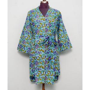 Vestido Formal de Noche para Mujer, 100% Algodón Puro, Estampado Floral, Cuello en V, Manga 3/4, Largo a Media Pantorrilla, Ecológico y Lavable - Product Image 4