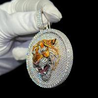 Pendentif Tête de Tigre de Luxe ZAWO HOUSE en Argent 925 avec Micro-Incrustation de Moissanite, Breloque Thème Animal, Cadeau Unisexe